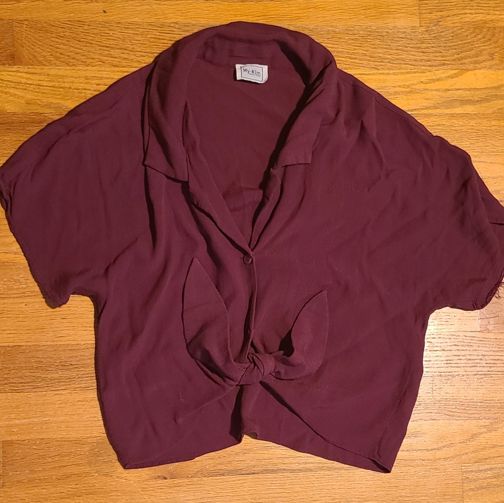 Trendy Boutique Red Dolman Sleeve Button Down Top